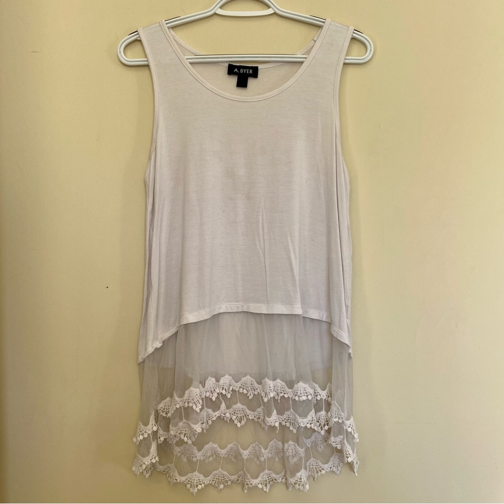 LAST CHANCE Large White Tank with Bottom Lace